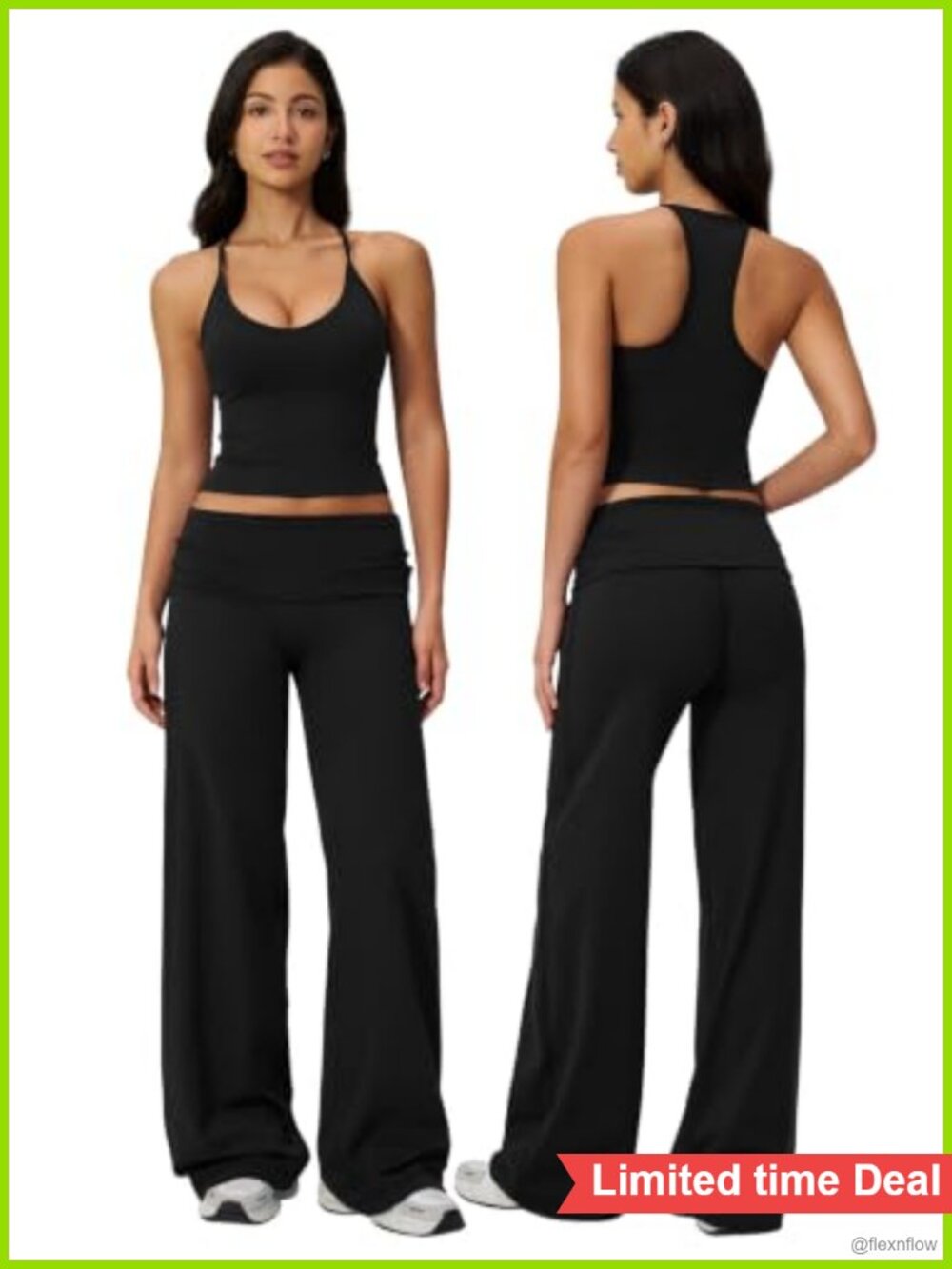 2 Piece Workout Set Matching Wide Leg Gaucho Yoga Gym Activewear
